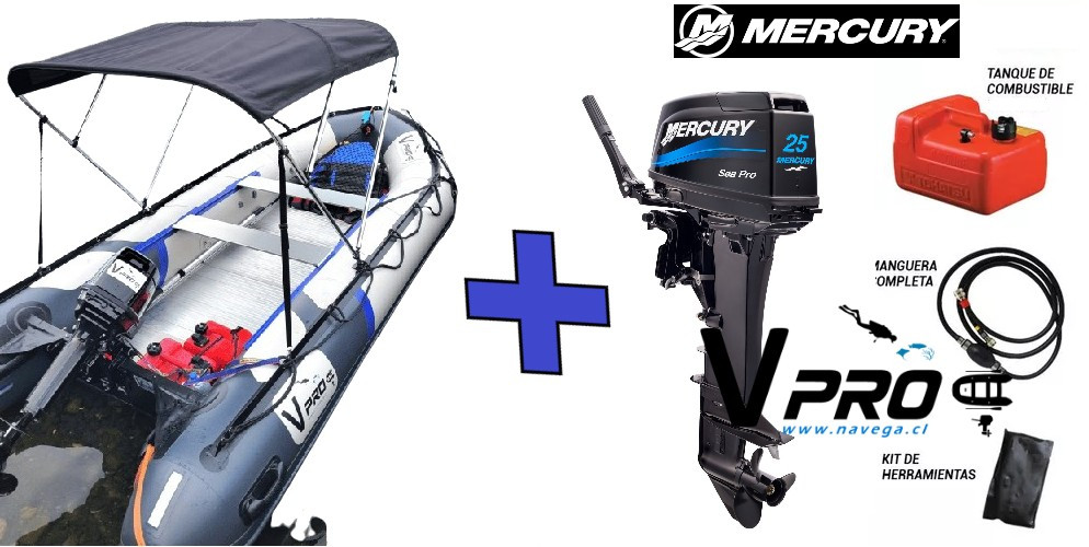 BOTE VPRO420SE CON TECHO + MFB MERCURY SEAPRO 25HP 2T PATA LARGA